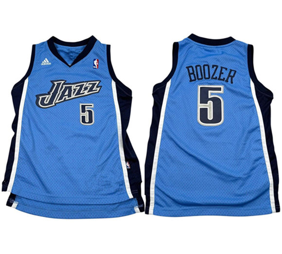 Men's Utah Jazz #5 Carlos Boozer Blue Stitched Basketball Jersey