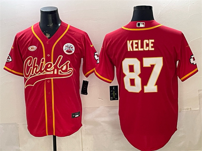 Men's Kansas City Chiefs #87 Travis Kelce Red With 