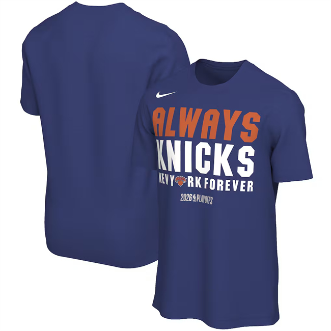 Men's New York Knicks Blue 2026 Playoffs Mantra T-Shirt