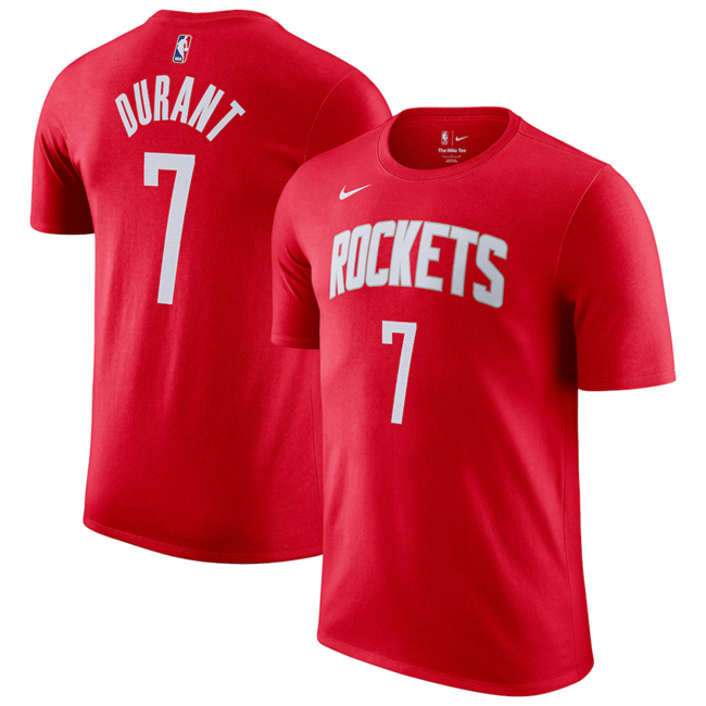 Men's Houston Rockets #7 Kevin Durant Red Name & Number T-Shirt