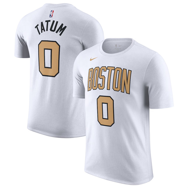 Men's Boston Celtics #0 Jayson Tatum White 2025-26 City Edition Name & Number T-Shirt