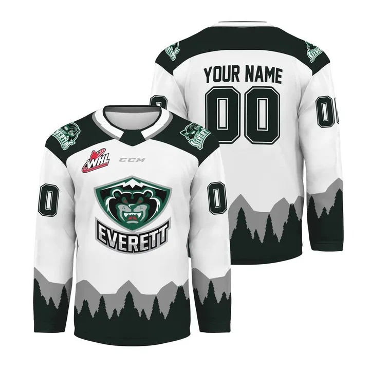 Everett Silvertips White Custom Jersey - All Stitched