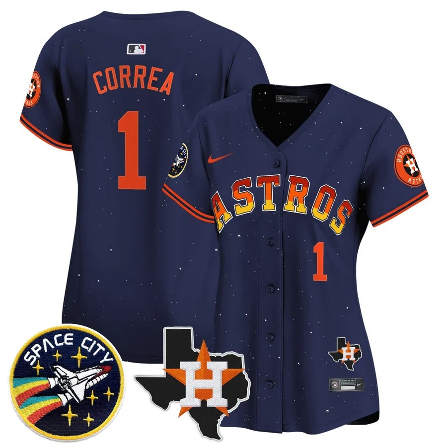 Women's Houston Astros #1 Correa Customized Jersey - All Stitched
