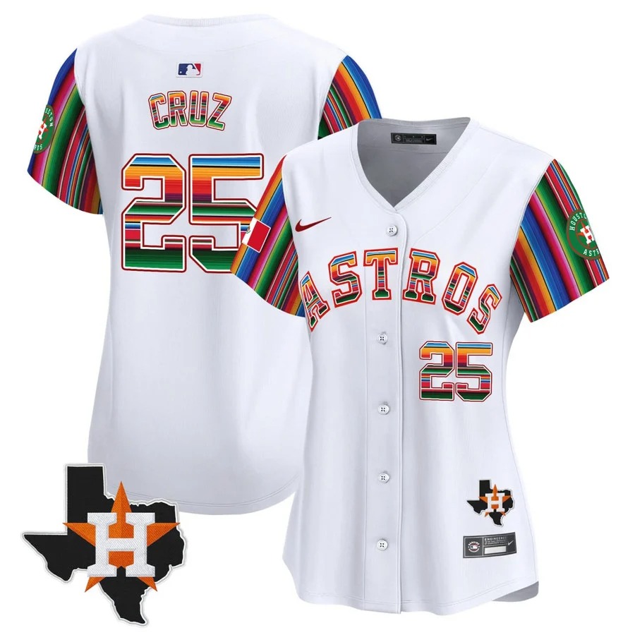 Women's Houston Astros #25 Cruz Customized Jersey - All Stitched