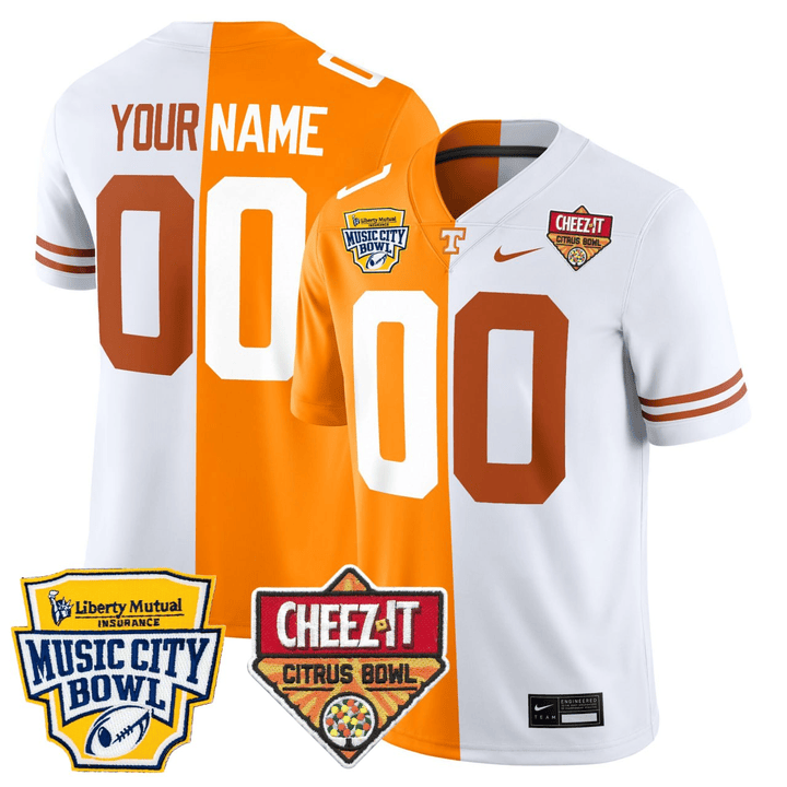 Tennessee Vols & Texas Longhorn Split Custom Jersey - All Stitched