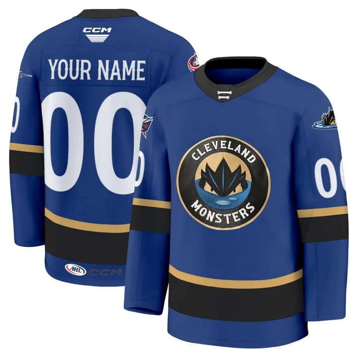 Cleveland Monsters Blue Custom Jersey - All Stitched