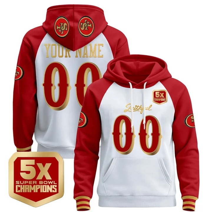 San Francisco 49ers White Pullover Custom Hoodie - All Stitched