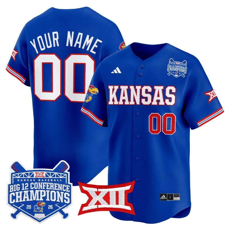 Kansas Jayhawks Baseball Royal Big 12 Conference Champions 2026 Vapor Premier Limited Custom Jersey - All Stitched