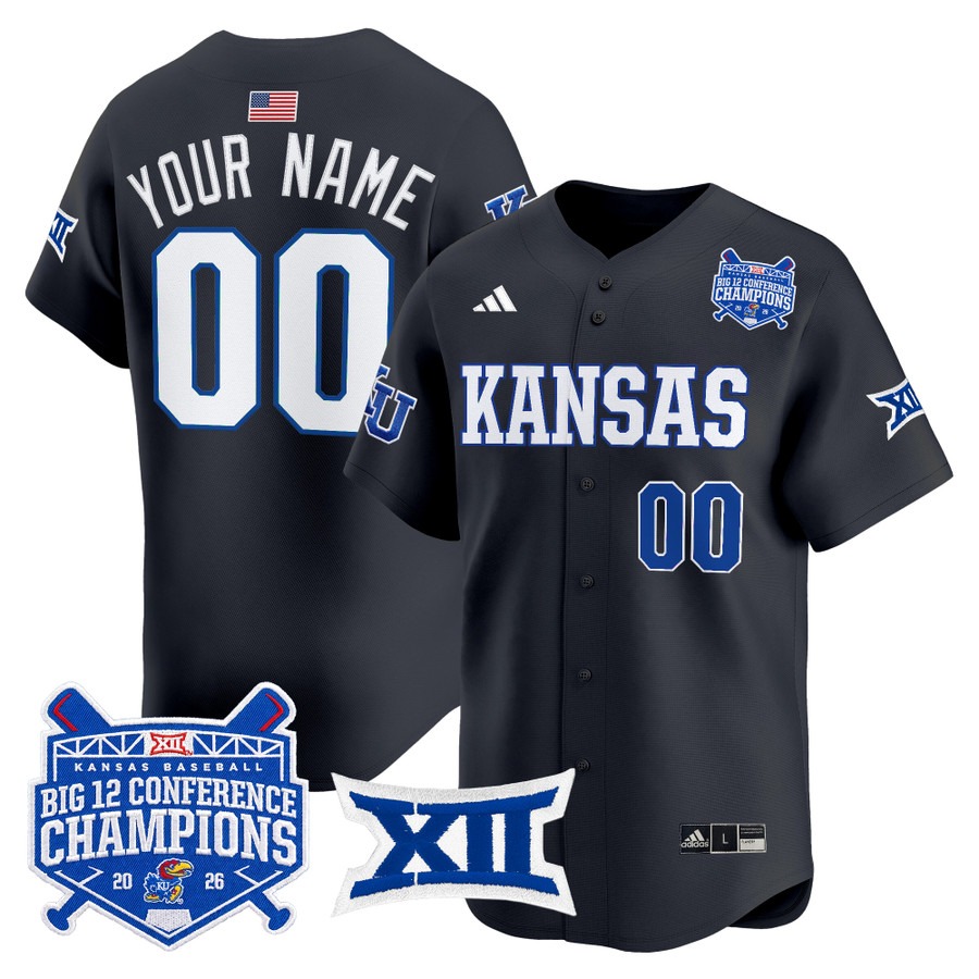 Kansas Jayhawks Baseball Charcoal Big 12 Conference Champions 2026 Vapor Premier Limited Custom Jersey - All Stitched