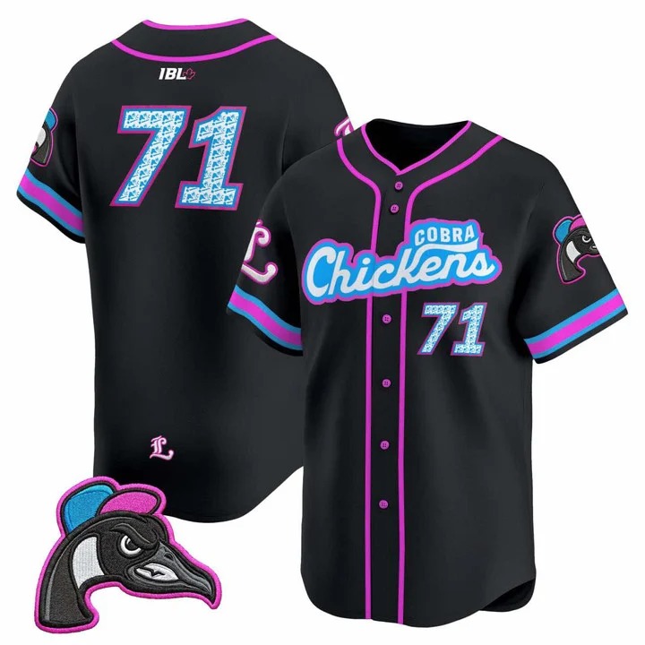 #71 Forest City Cobra Chickens Black Jersey - All Stitched