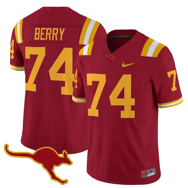 BERRY #74 Austin College Kangaroos Crimson Jersey - All Stitched