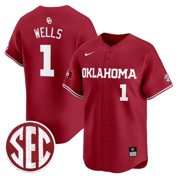 Kendall Wells #1 Oklahoma Sooners Softball Crimson Jersey - All Stitched