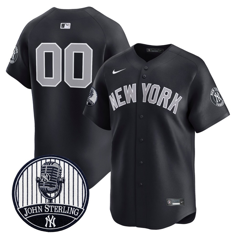 Yankees Black John Sterling The Voice of the Yankees Tribute Patch Vapor Premier Limited Custom Jersey V3 - All Stitched