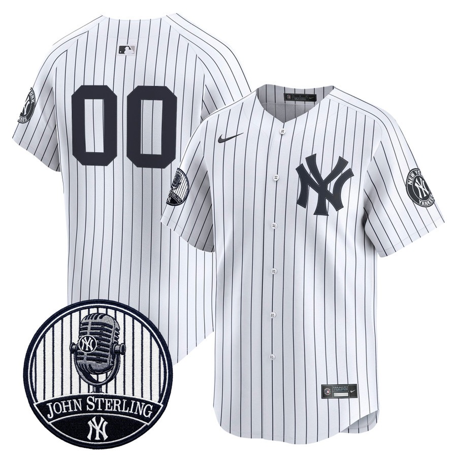 Yankees White John Sterling The Voice of the Yankees Tribute Patch Vapor Premier Limited Custom Jersey V3 - All Stitched