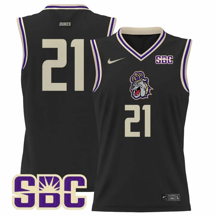 #21 James Madison Dukes Black Jersey - All Stitched