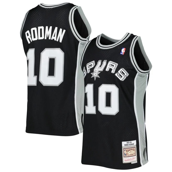 Dennis Rodman #10 San Antonio Spurs Black Jersey - All Stitched