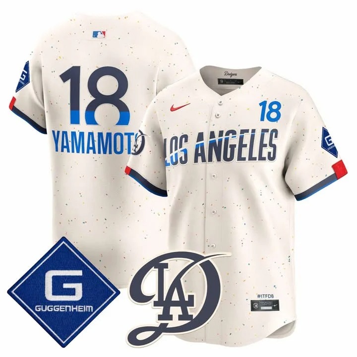 Yoshinobu Yamamoto #18 Dodgers City Connect Jersey - All Stitched