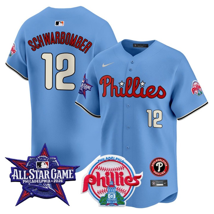 SCHWARBOMBER #12 Philadelphia Phillies Light Blue Jersey - All Stitched