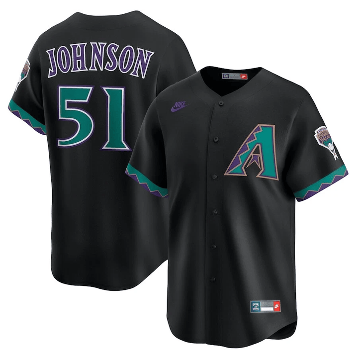Randy Johnson #51 Arizona Diamondbacks Black Jersey - All Stitched