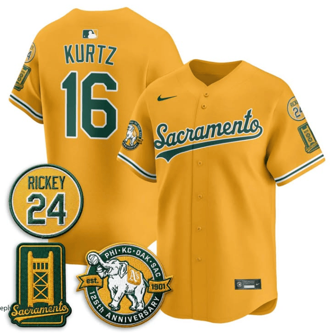 Nick Kurtz #16 Oakland Athletics 'Sacramento Edition' Jersey - All Stitched