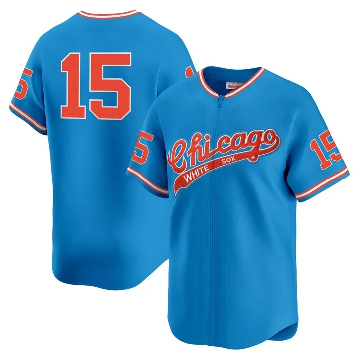 #15 Chicago White Sox Blue Zip-up Jersey - All Stitched