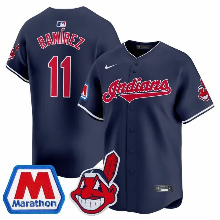 Jose Ramirez #11 Cleveland Guardians Navy Jersey - All Stitched