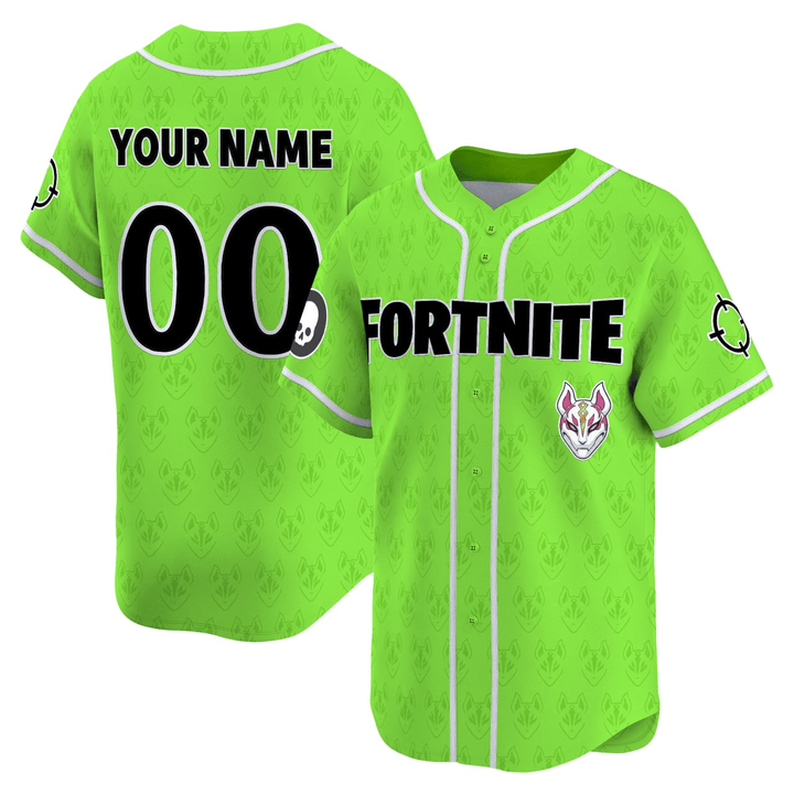 Fortnite Baseball Custom Lime Green Jersey - All Stitched