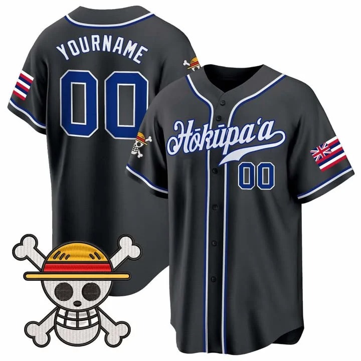 Hokupa?a Black Baseball Custom Jersey - All Stitched