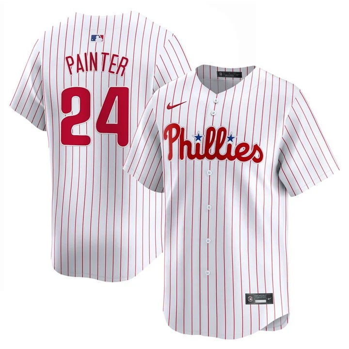 Andrew Painter #24 Philadelphia Phillies White Pinstripe Jersey - All Stitched