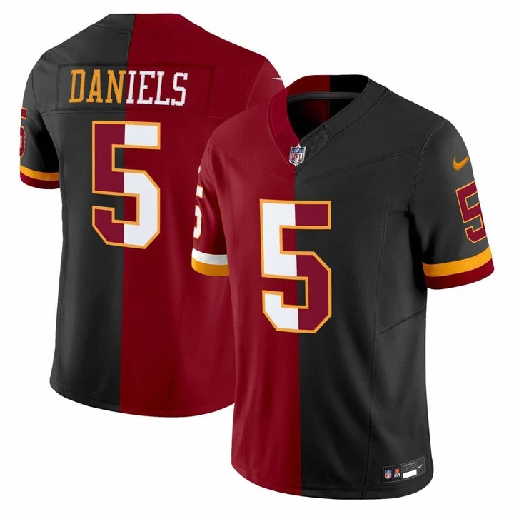 Jayden Daniels #5 Washington Commanders Split Jersey - All Stitched