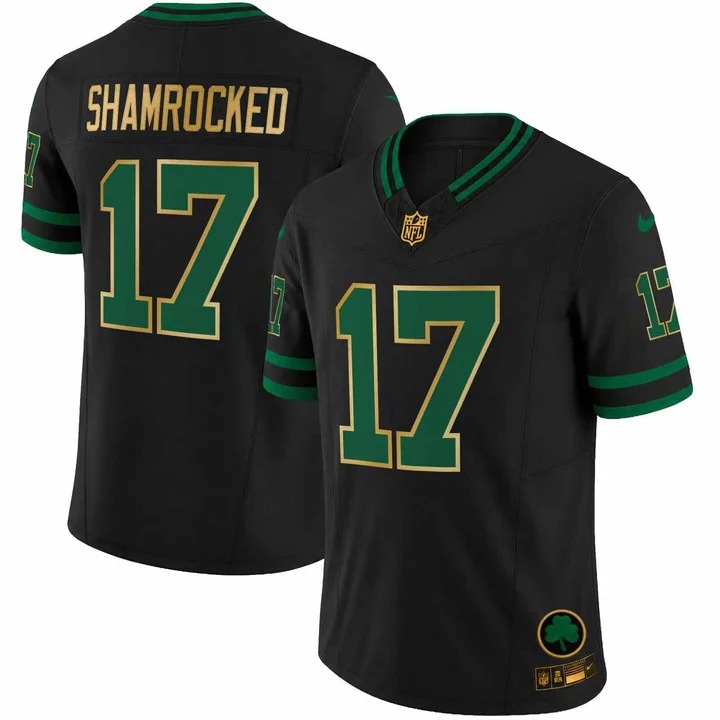 SHAMROCKED #17 Green Bay Packers Black Jersey - All Stitched