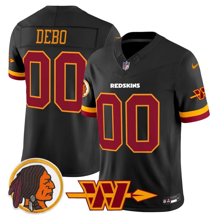 DEBO #00 Washington Redskins Black Jersey - All Stitched