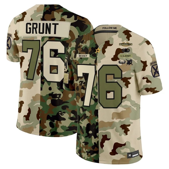 GRUNT #76 Football Salute to Service Split Jersey - Stitched
