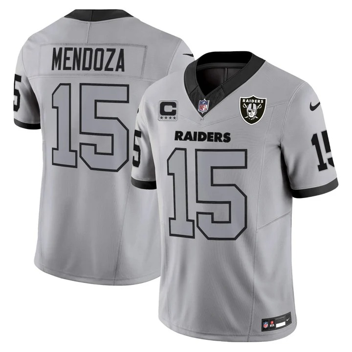 Fernando Mendoza #15 Las Vegas Raiders Gray Jersey - All Stitched