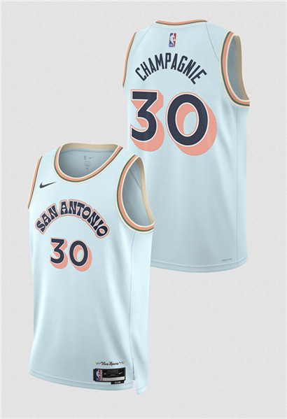 Women's San Antonio Spurs #30 Julian Champagnie Light Blue 2024_25 City Edition Stitched Basketball Jersey(Run Small)