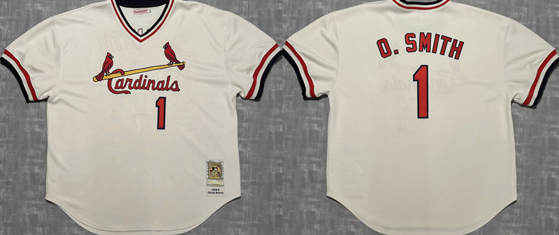 Men's St. Louis Cardinals #1 Ozzie Smith White Stitched Baseball Jersey