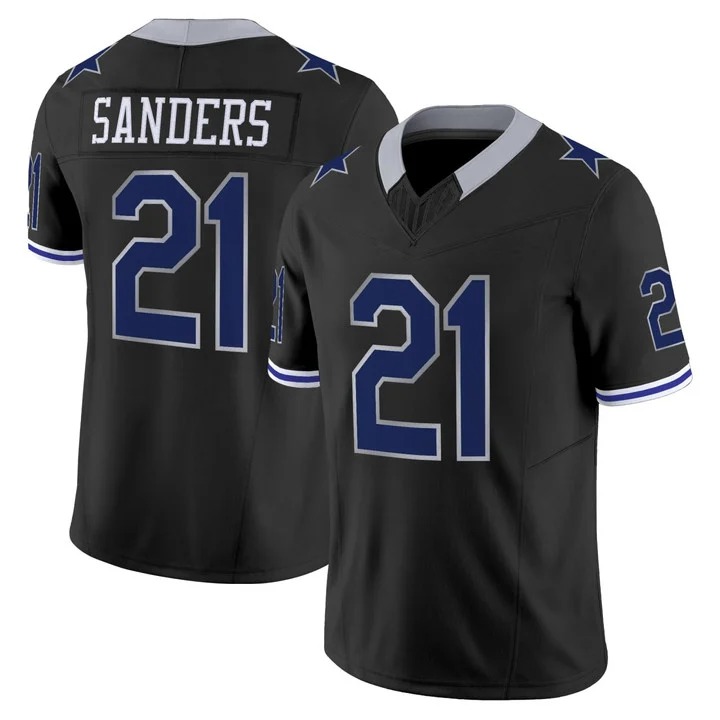 Deion Sanders #21 Dallas Cowboys Black Jersey - All Stitched