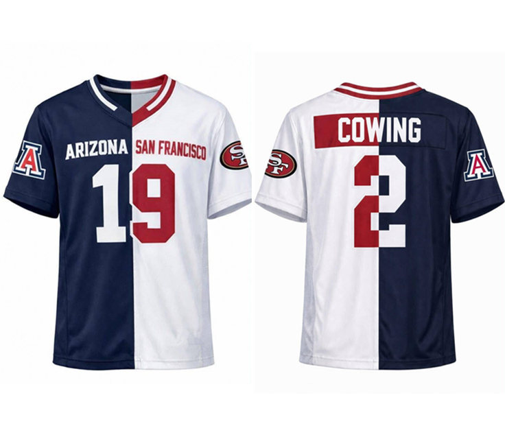 Men's San Francisco 49ers Customized White Navy Split Stitched Football Jersey