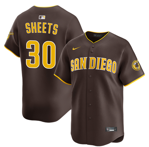 Men's San Diego Padres #30 Gavin Sheets Brown 2026 Road Limited Stitched Baseball Jersey