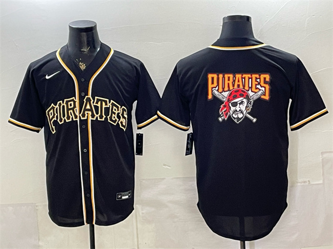 Men's Pittsburgh Pirates Team Big Logo 2026 Fashion Replica Black Out Stitched Baseball Jersey