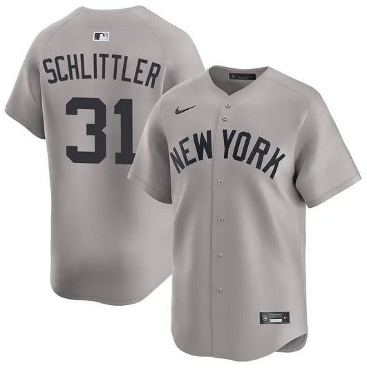 Men's New York Yankees #31 Cam Schlittler Grey 2026 Road Limited Stitched Baseball Jerseys