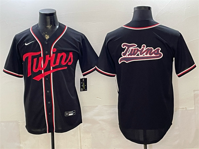 Men's Minnesota Twins Team Big Logo 2026 Fashion Replica Black Out Stitched Baseball Jerseys