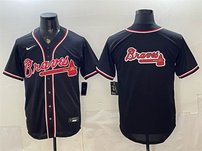 Men's Atlanta Braves Team Big Logo 2026 Fashion Replica Black Out Stitched Baseball Jersey