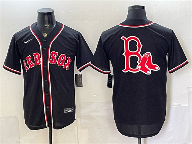 Men's Boston Red Sox Team Big Logo 2026 Fashion Replica Black Out Stitched Baseball Jersey