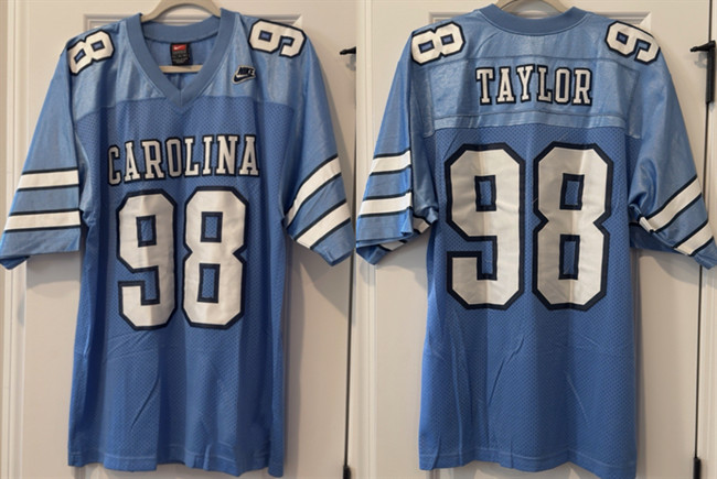 Men's North Carolina Tar Heels #98 Lawrence Taylor Blue Stitched Jersey