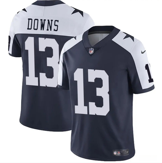 Men's Dallas Cowboys #13 Caleb Downs Navy White 2026 Draft Thanksgiving Vapor Untouchable Limited Stitched Football Jersey