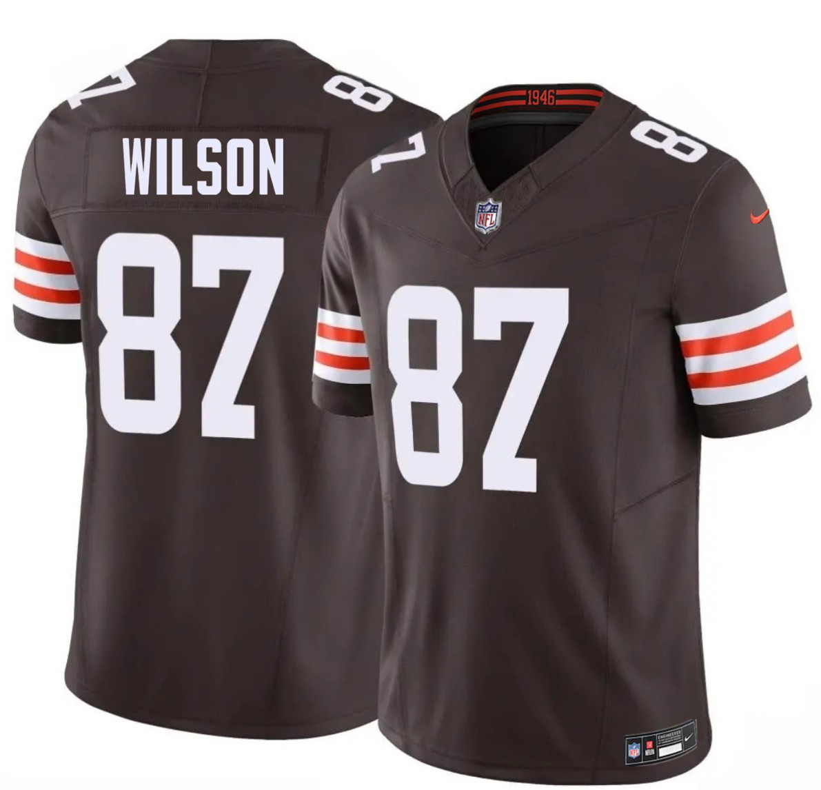 Men's Cleveland Browns #87 Kole Wilson Brown 2026 Draft F.U.S.E. Vapor Limited Stitched Football Jersey