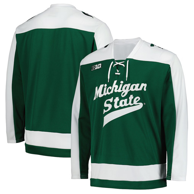 Men's Michigan State Spartans Green Stitched Hockey Jersey