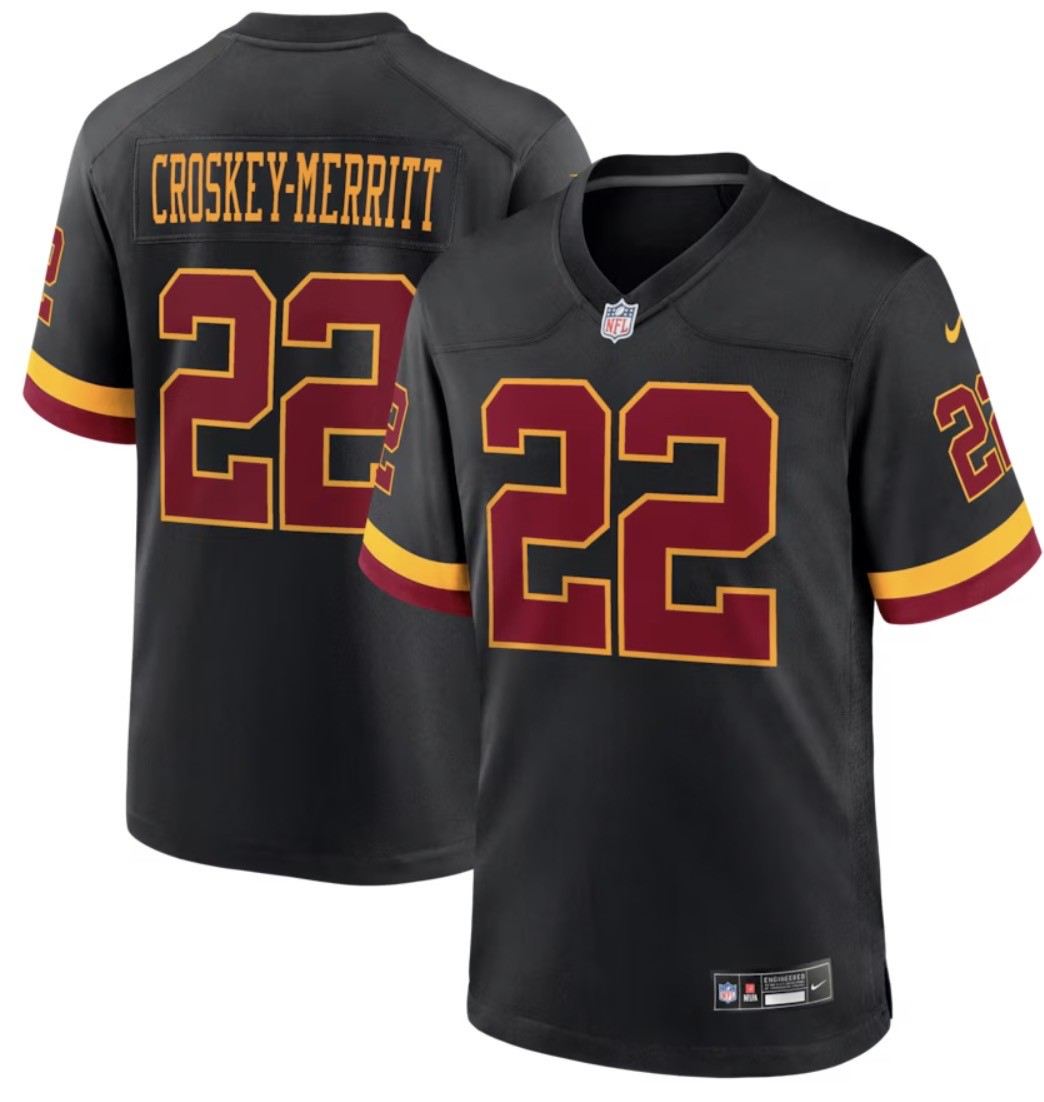 Men's Washington Commanders #22 Jacory Croskey-Merritt Black Vapor Limited Stitched Football Jersey