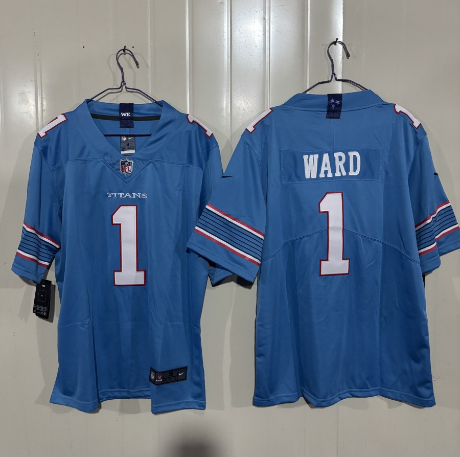 Men's Tennessee Titans #1 Cameron Ward Light Blue 2026 F.U.S.E. Vapor Limited Stitched Football Jersey
